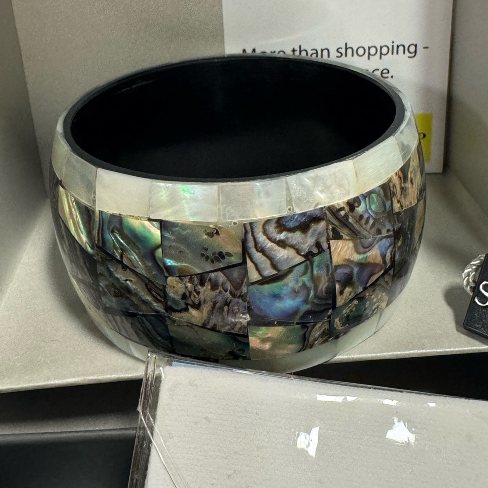 Samuel B. New York Bali Abalone & MOP Wide Bangle Bracelet